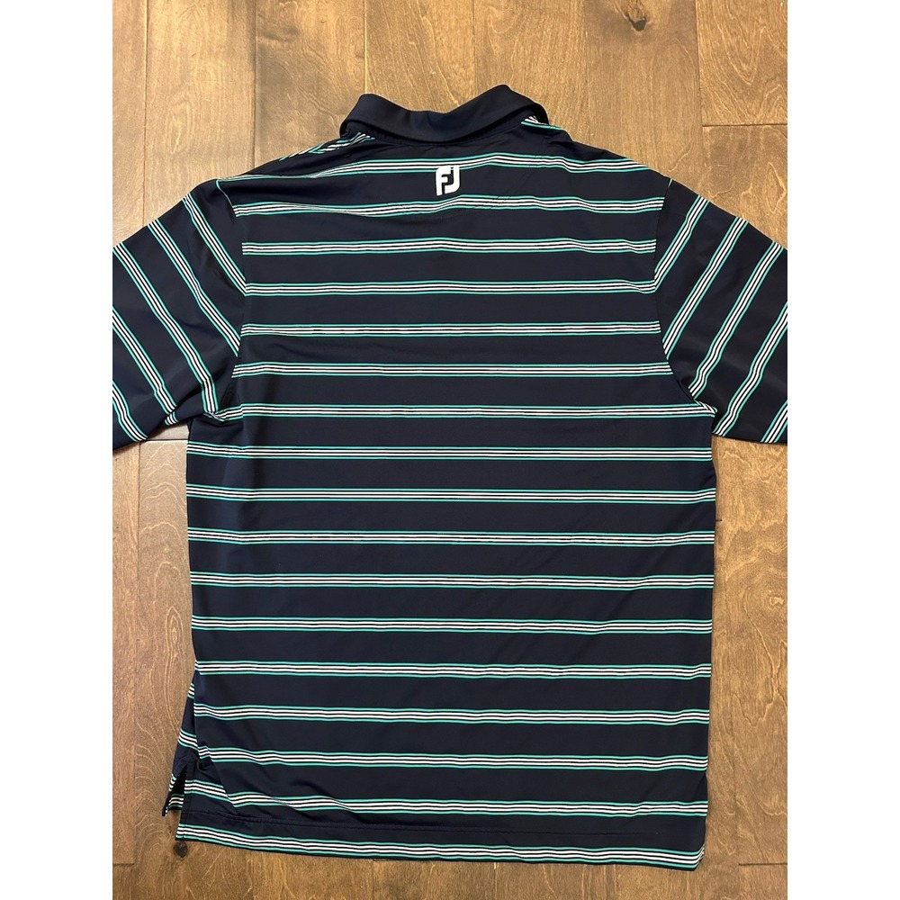 Footjoy Polo Large Blue Striped TPG Scottsdale Short Sleeve Golf Logo - Picture 11 of 11